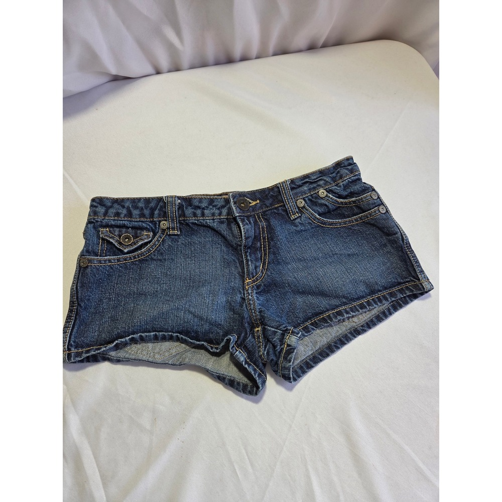 No Boundaries Y2K Ultra Low Rise Denim Mini Shorts Cotton Juniors 7 NB27J08054